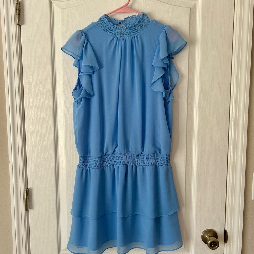 1. State Light Blue Ruffled Dress